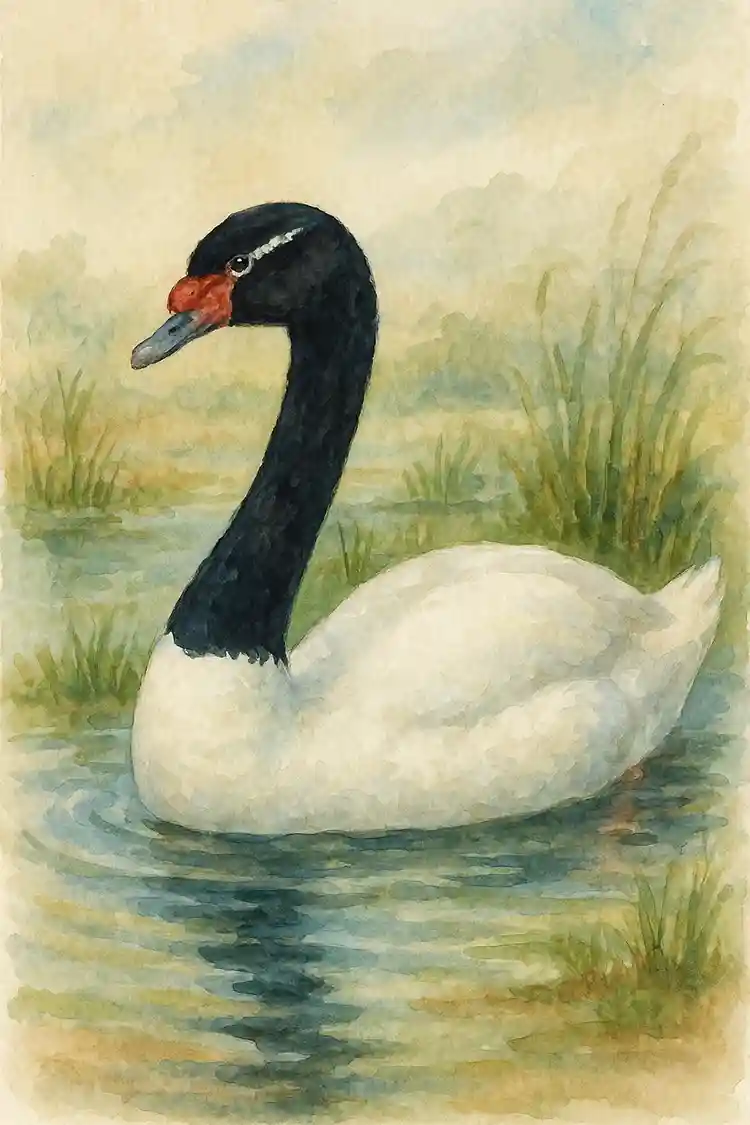 Ilustración de Cisne de cuello negro