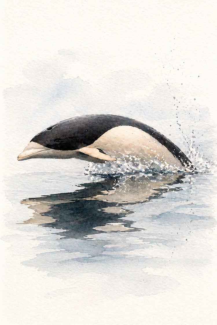 Ilustración de Delfín liso austral
