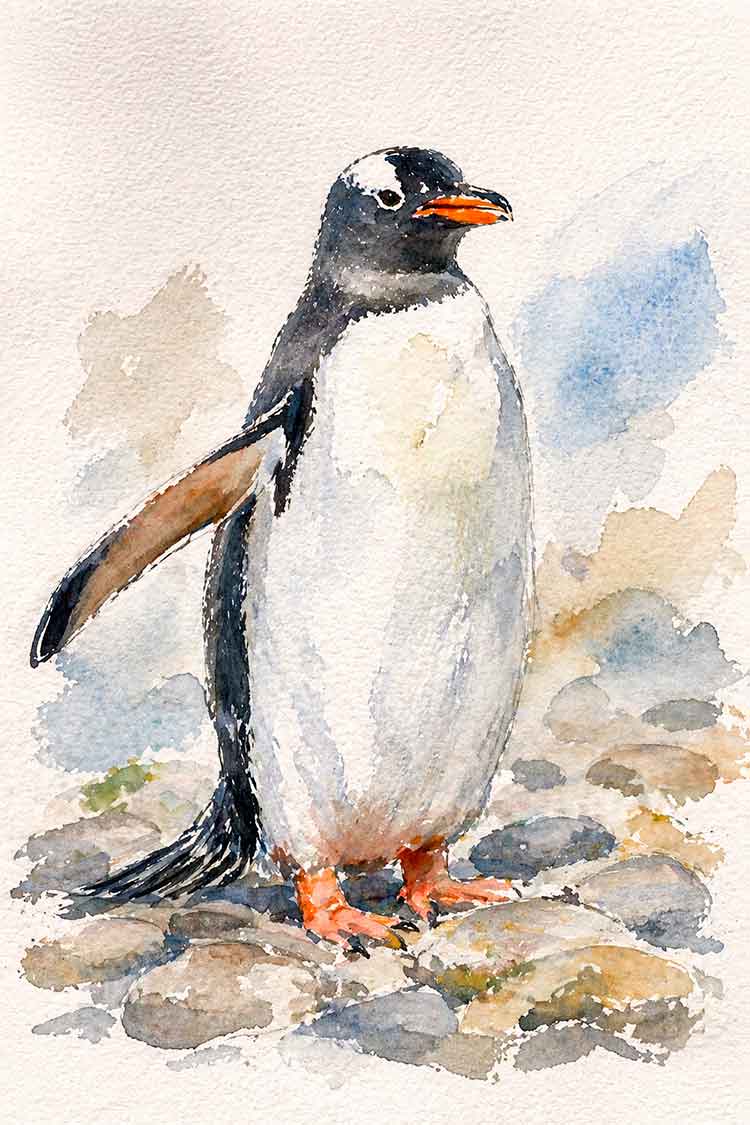 Ilustración de Pingüino papúa